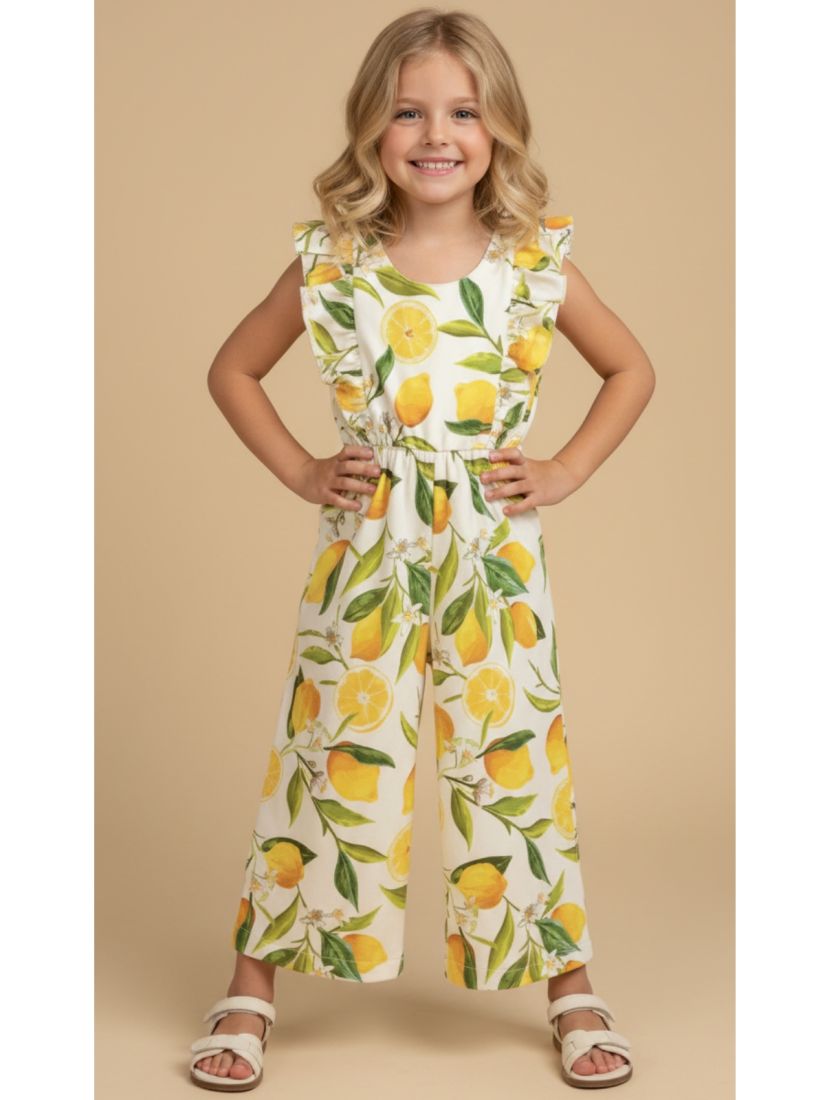 Φόρμα εξώπλατη με print lemons κορίτσι μεγάλο κίτρινο