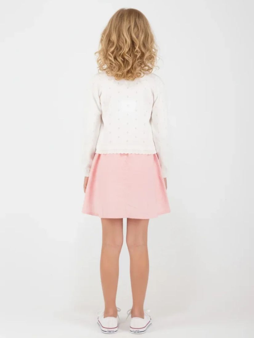 Ζακέτα με κέντημα και αστραφτερό κουμπί κορίτσι μικρό λευκό