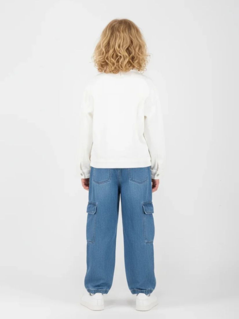 Τζιν τζάκετ με καρδιές στρας λευκό