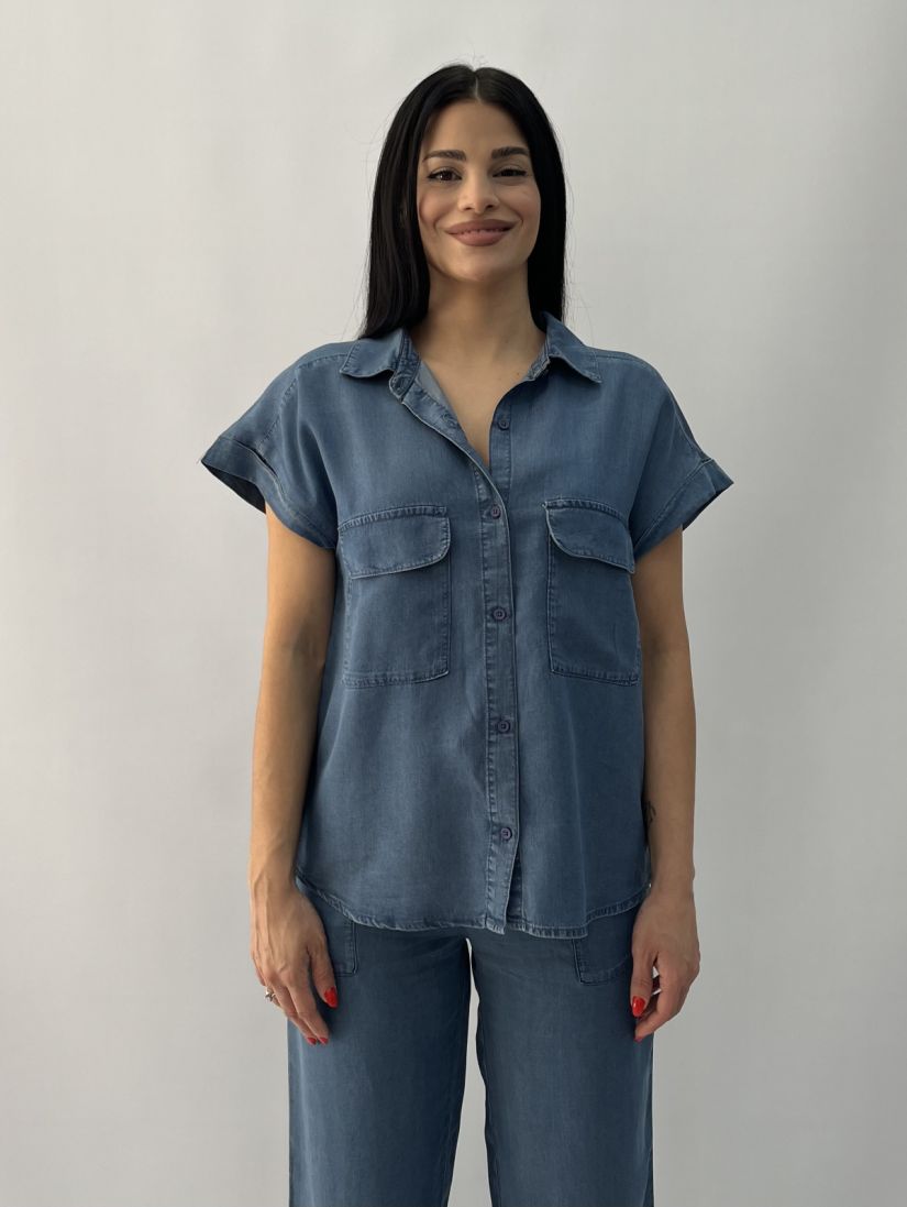 Πουκάμισο denim με τσέπες μπλε