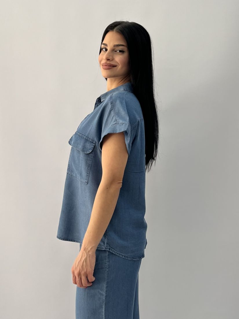 Πουκάμισο denim με τσέπες μπλε