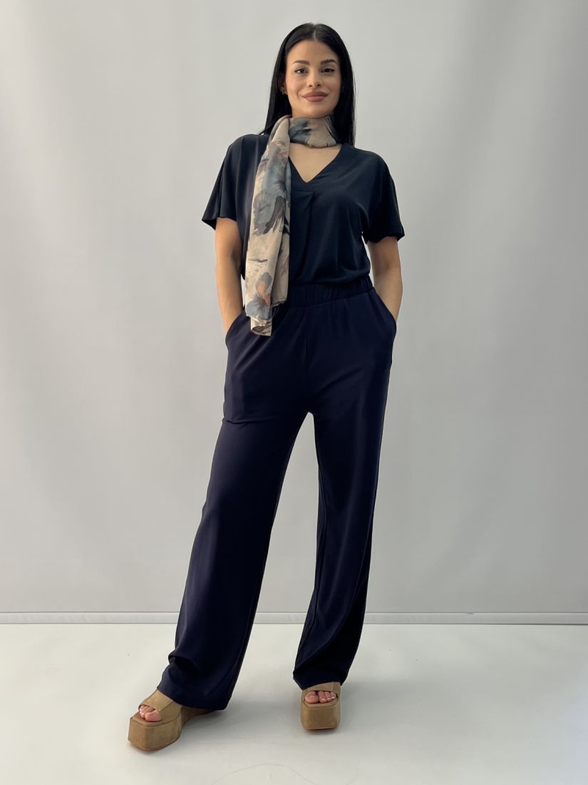 Παντελόνα με τσέπες και λάστιχο στη μέση μπλε