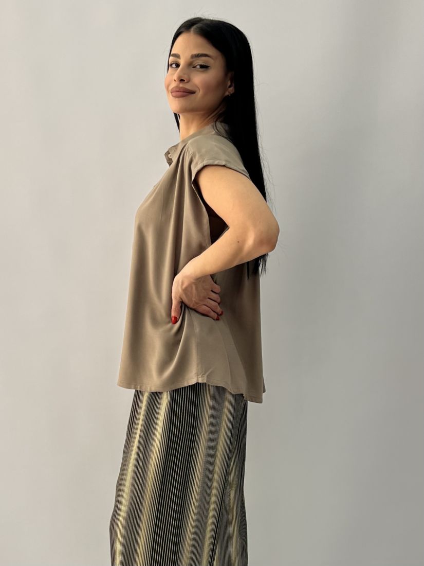 Πουκαμίσα μονόχρωμη με σούρα στον ώμο χακί