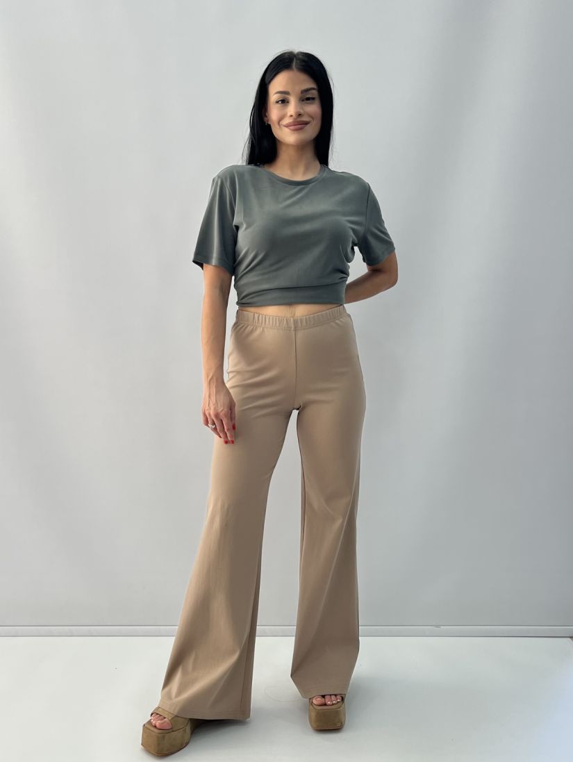 Παντελόνα flurry ελαστική με λάστιχο στη μέση μπεζ