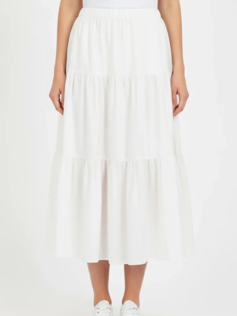Φούστα μακριά μονόχρωμη με λάστιχο λευκό