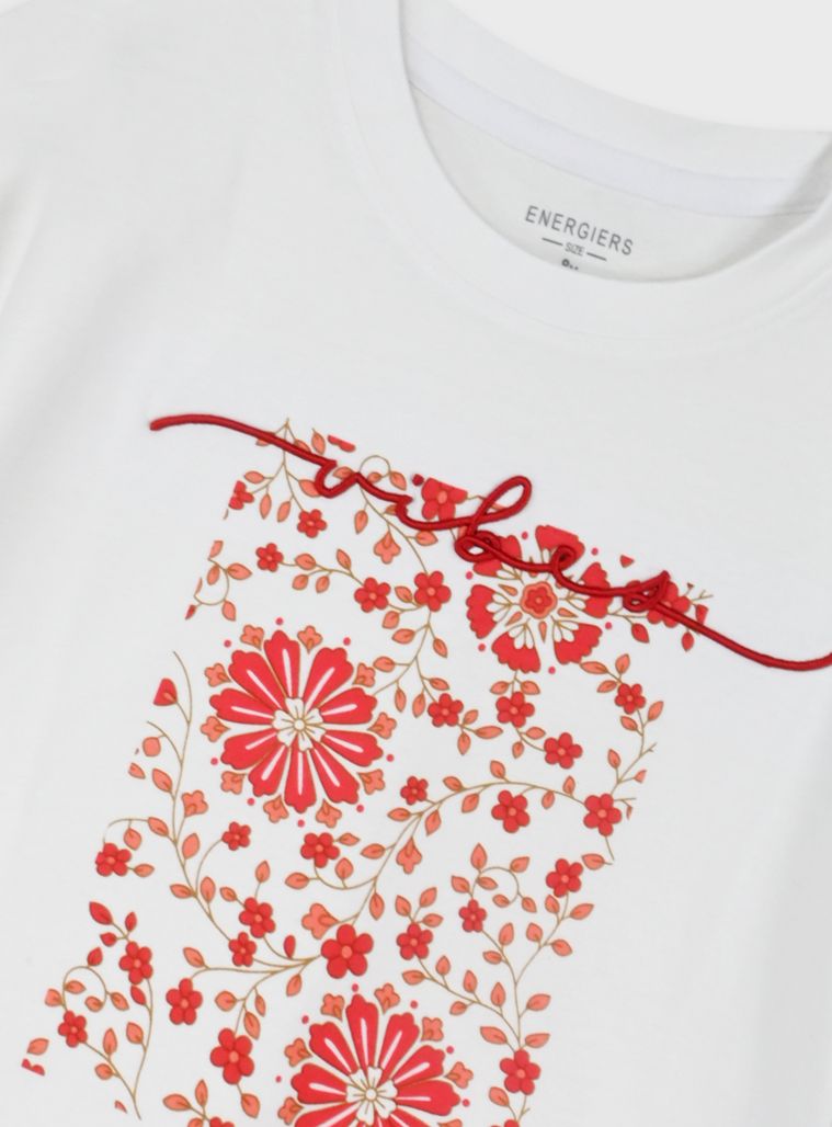 Μπλούζα φλοράλ με κέντημα vibes εκρού