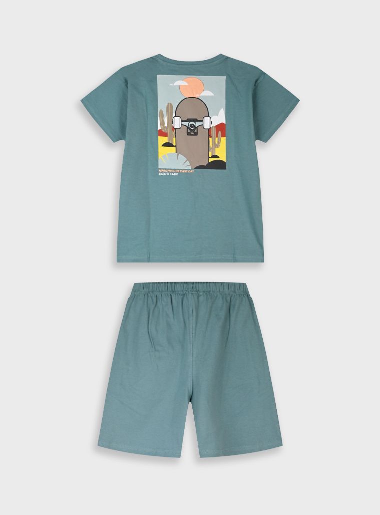 Σετ βαμβακερό με print skate in desert μέντα