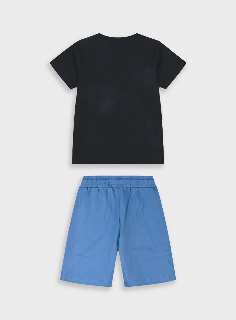 Σετ βαμβακερό με print believe μπλε ρουά