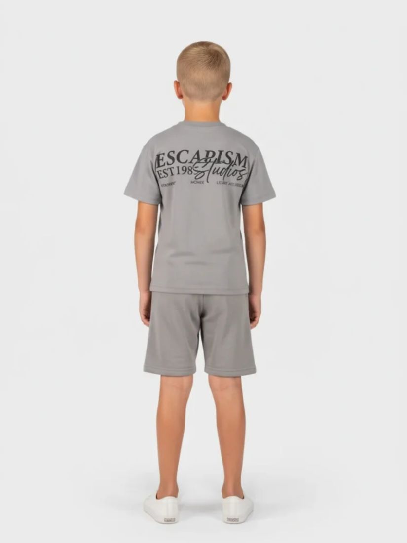 Σετ βαμβακερό με print escapism γκρι