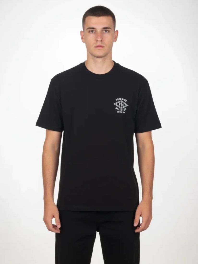 Μπλούζα oversized κοντομάνικη μονόχρωμη με print two faces μαύρο