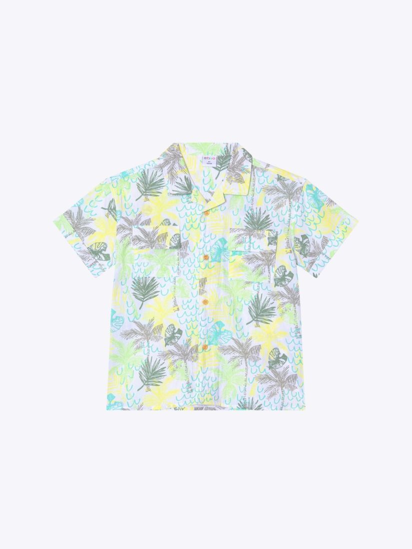 Πουκάμισο εμπριμέ με τσέπες και ethnic neon print κίτρινο