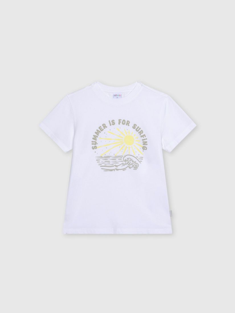 Μπλούζα κοντομάνικη μονόχρωμη με print sun λευκό