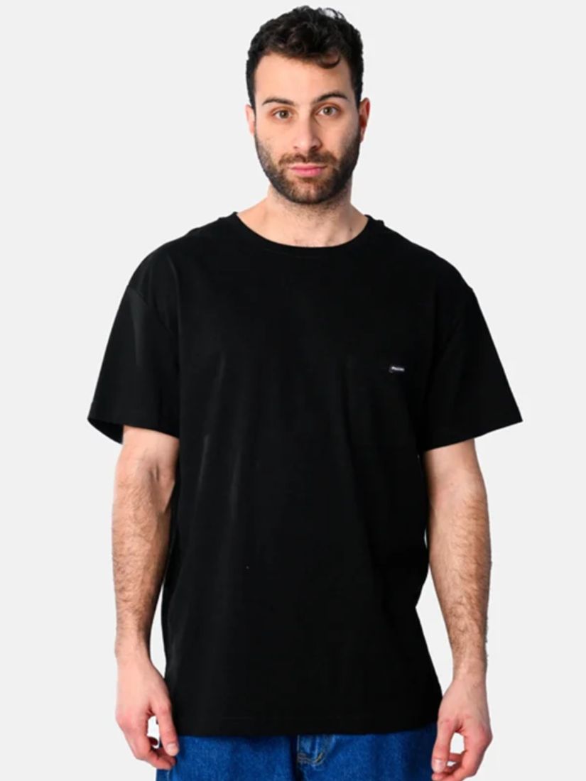 Μπλούζα oversized κοντομάνικη μονόχρωμη με τσέπη μαύρο