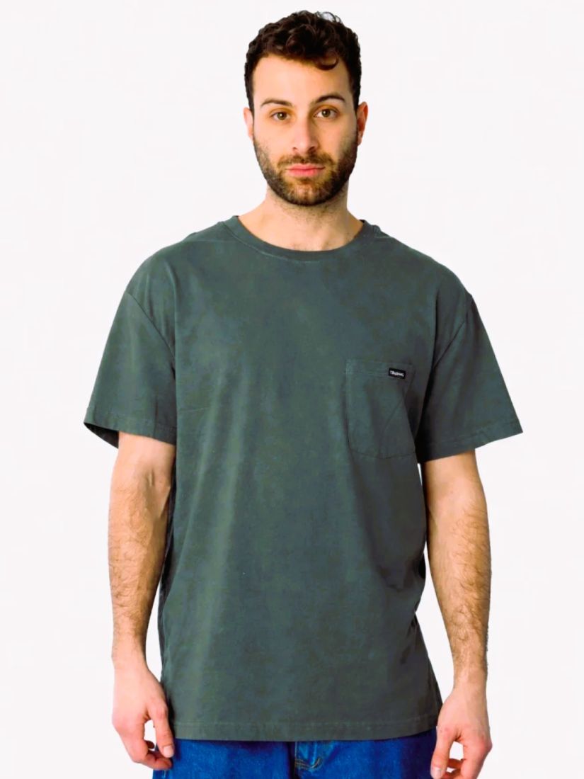 Μπλούζα oversized κοντομάνικη μονόχρωμη με τσέπη χακί
