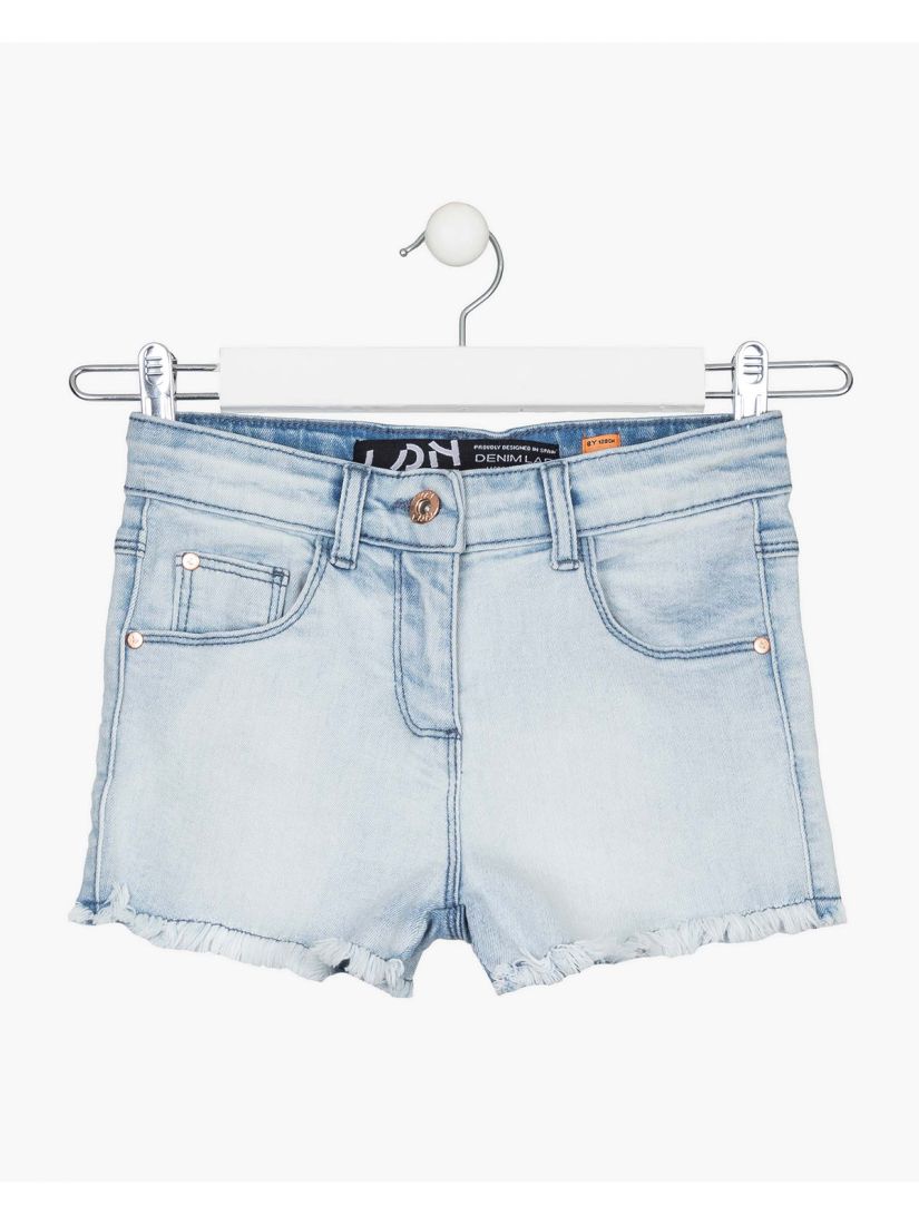 Σορτς τζιν slim fit με ξέφτια μπλε