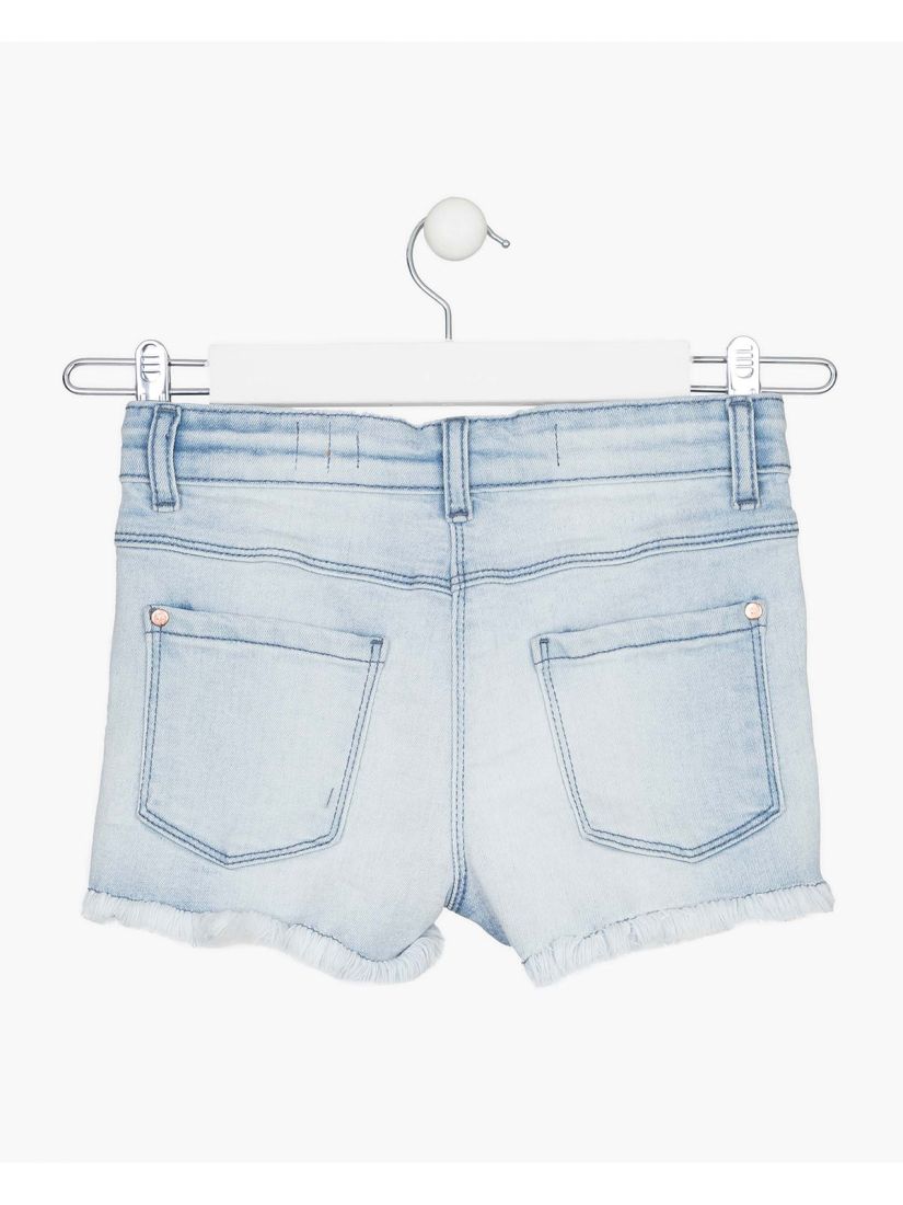 Σορτς τζιν slim fit με ξέφτια μπλε