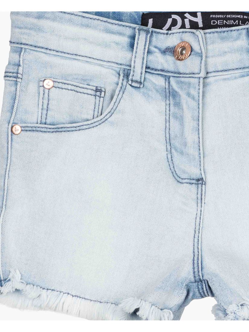 Σορτς τζιν slim fit με ξέφτια μπλε
