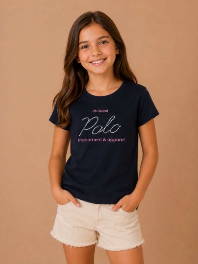 Μπλούζα Polo Club με glitter και στρας μπλε