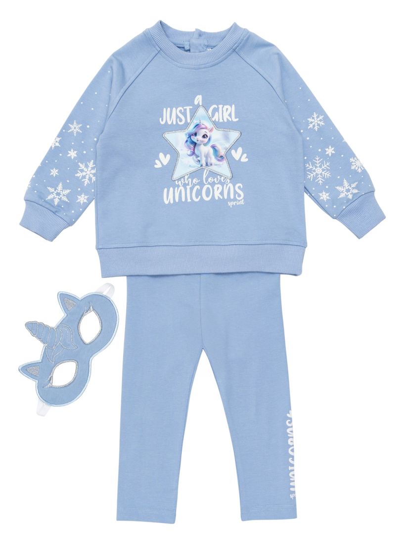 Σετ φούτερ snow unicorn queen με μάσκα γαλάζιο
