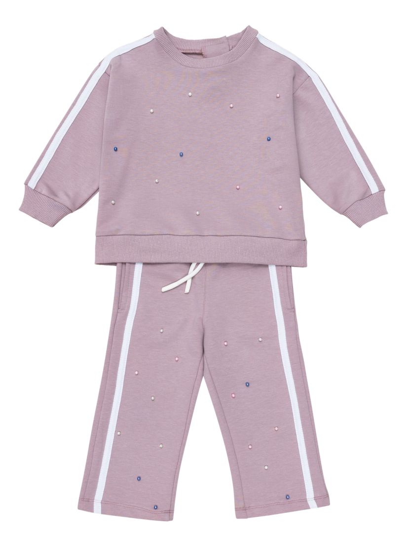 Σετ με πέρλες και ρίγες dusty pink