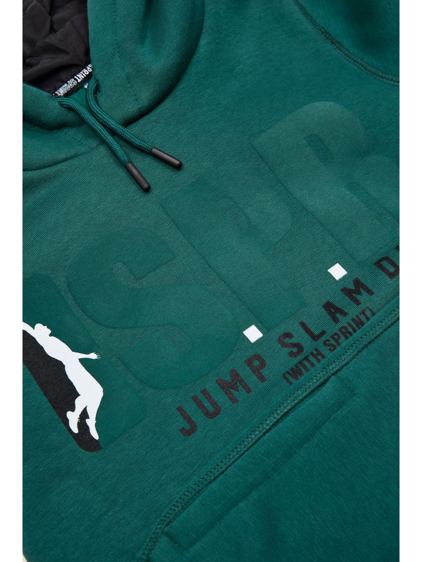 Φόρμα φούτερ με κουκούλα και print Jump Slam Dunk πράσινο