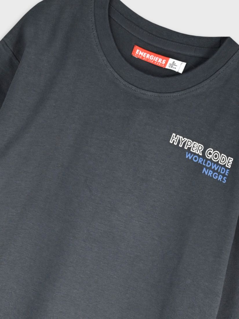 Μπλούζα μακρυμάνικη μονόχρωμη με print hyper code ανθρακί