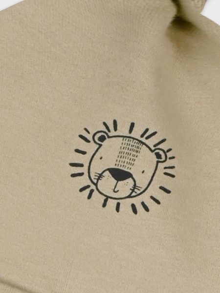 Σετ σκούφος και σαλιάρα με print little lion footprints μπεζ