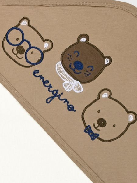 Μπουρνουζοπετσέτα με κέντημα little bears μπεζ