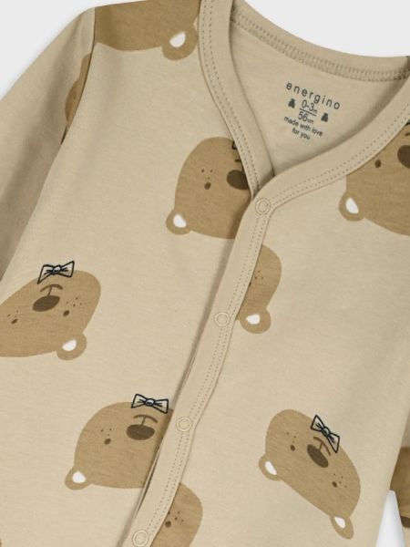 Σετ φορμάκι και σκουφάκι με print little bears μπεζ