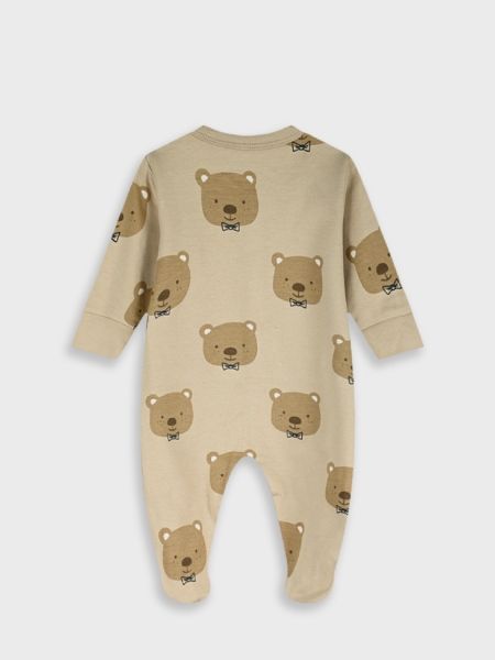 Σετ φορμάκι και σκουφάκι με print little bears μπεζ