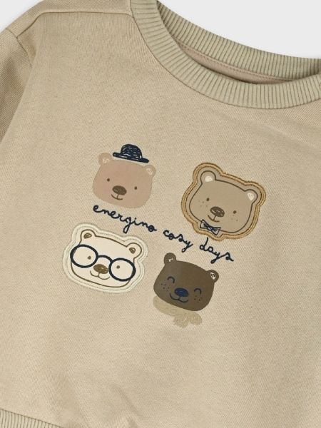 Σετ βρεφικό φούτερ με παντελόνι με print little bears μπεζ