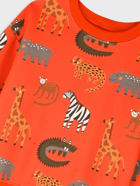 Σετ φόρμα με επένδυση και print jungle animals χακί