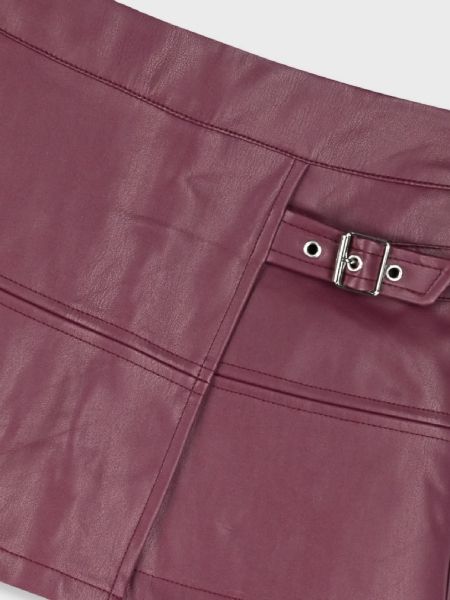 Σορτς φούστα δερματίνη με ζωνάκι cherry