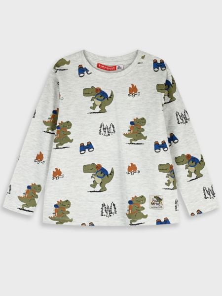 Μπλούζα μακρυμάνικη dinosaur go camping γκρι