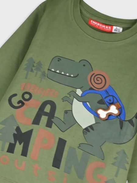 Μπλούζα μακρυμάνικη dinosaur go camping 3D bone χακί