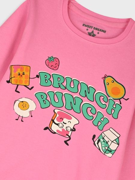Πυτζάμα βαμβακερή με print Brunch Bunch φούξια