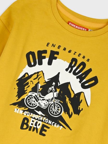 Σετ φόρμα χωρίς επένδυση με print off road μουσταρδί