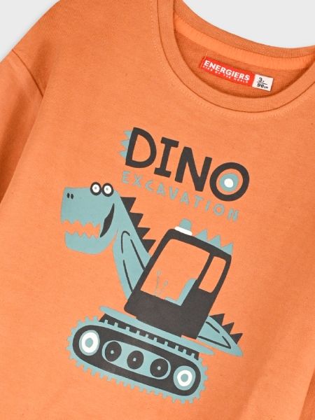 Σετ φόρμα χωρίς επένδυση με print dino bulldozer ανθρακί