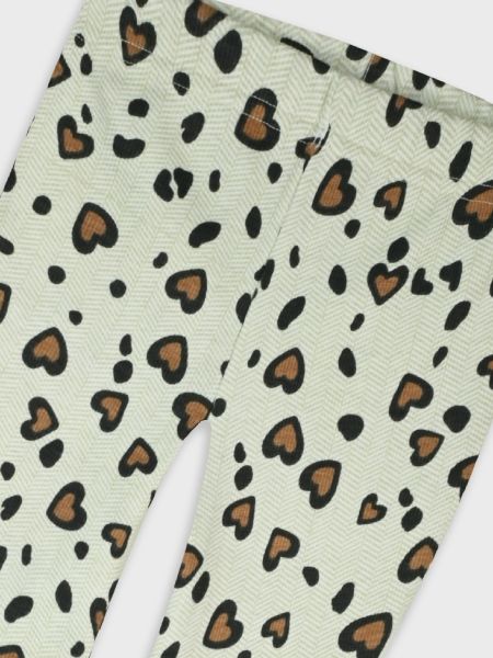 Παντελόνι καμπάνα με animal print καρδιές μπεζ