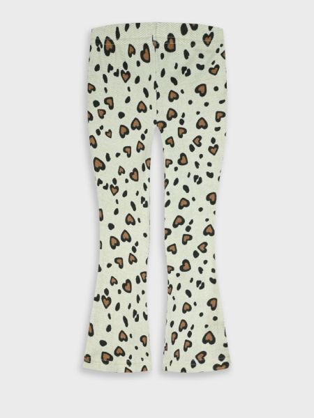 Παντελόνι καμπάνα με animal print καρδιές μπεζ