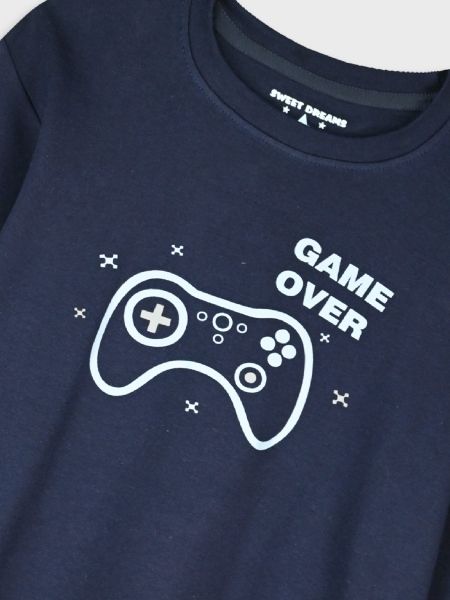 Πυτζάμα βαμβακερή με print playstation μπλε