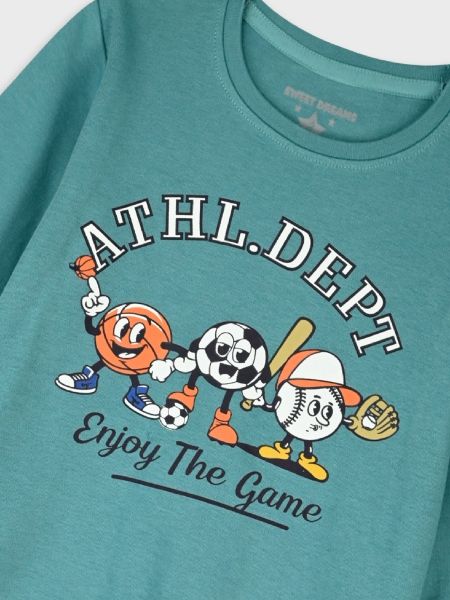 Πυτζάμα βαμβακερή με print Enjoy the game μέντα