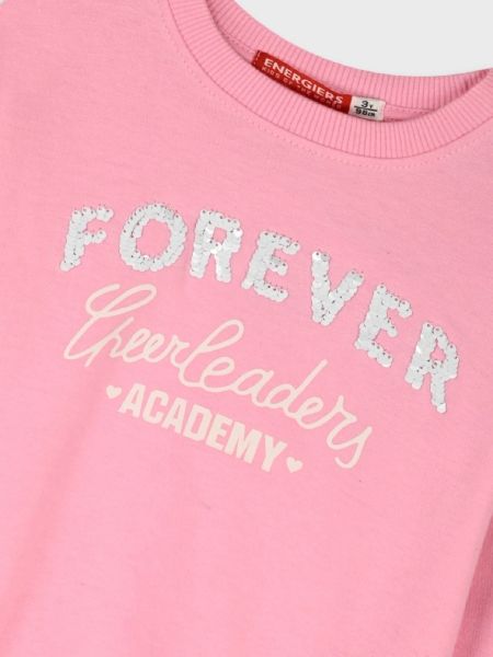Σετ φόρμα χωρίς επένδυση με print Cheerleaders academy ροζ