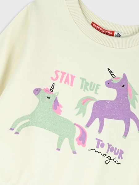 Σετ φόρμα χωρίς επένδυση με print glittered unicorn λεβάντα