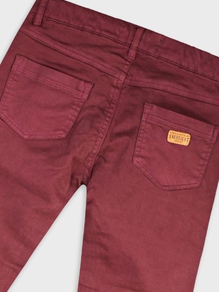 Παντελόνι chino πεντάτσεπο μονόχρωμο με patch μπορντώ