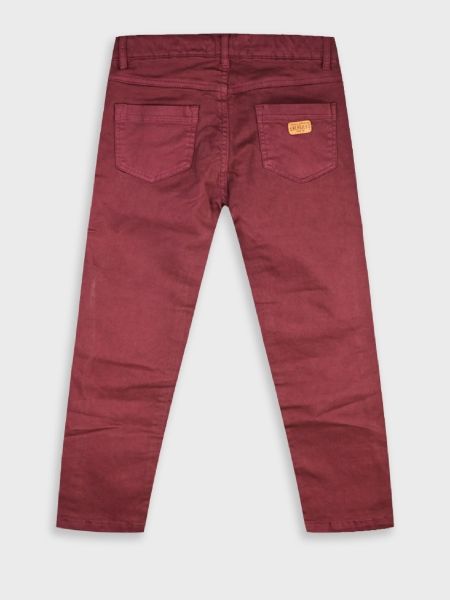 Παντελόνι chino πεντάτσεπο μονόχρωμο με patch μπορντώ