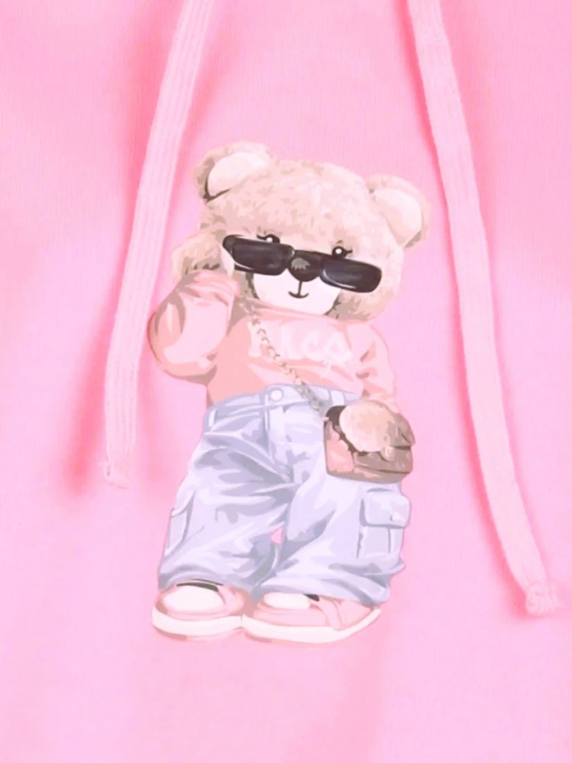 Μπλούζα φούτερ oversized με print Teddy bear ροζ