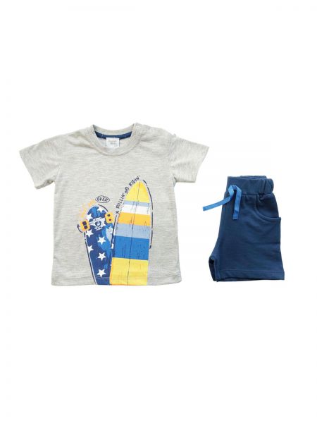 Σετ για αγόρι skate με σορτς ελληνικής ραφής γκρι