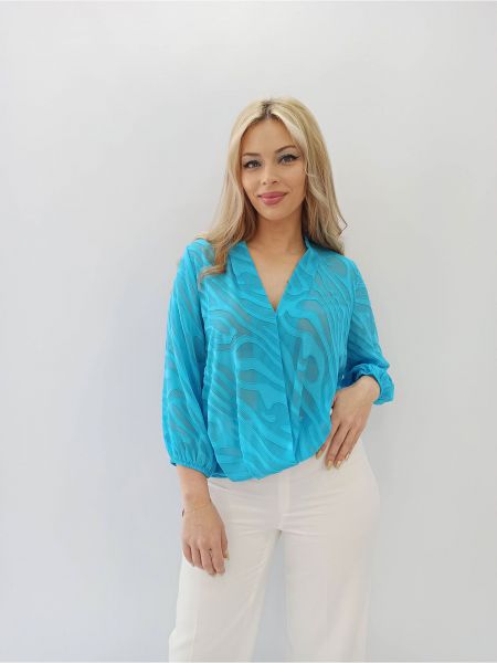 Μπλούζα κρουαζέ devore ελληνικής ραφής γαλάζιο