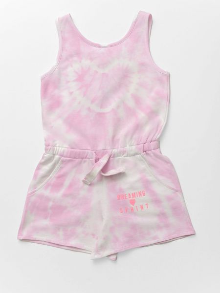 Φόρμα σορτς με λάστιχο στη μέση ελληνικής ραφής με τιράντα ροζ